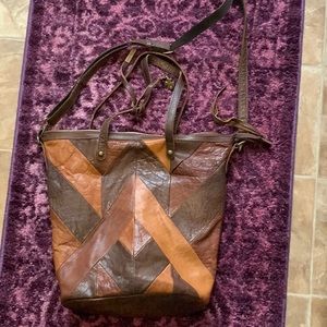 Lucky Brand Multi-Tone Leather Crossbody Satchel